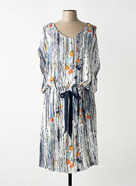 Robe mi-longue imprimé fantaisie manches courtes bleu ZELI femme