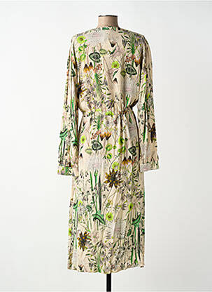 Robe longue manches longues manches longues beige GEISHA femme