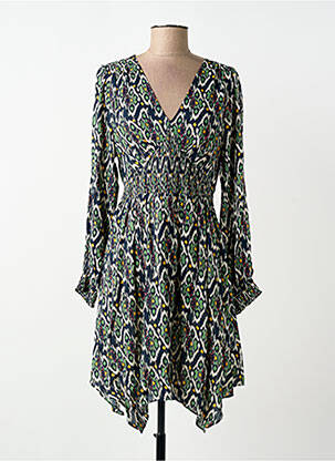 Robe mi-longue imprimé fantaisie manches longues noir LPB femme
