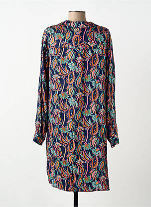 Robe courte manches longues manches longues bleu LOLA ESPELETA femme