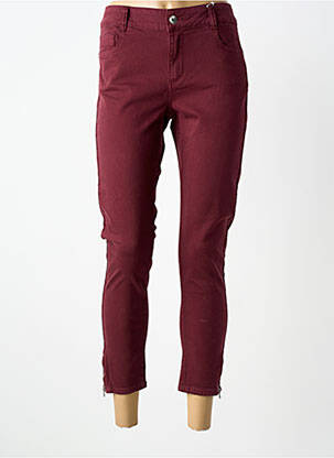 Pantalon 7/8 fermeture zippée sous rabat boutonné rouge LPB femme