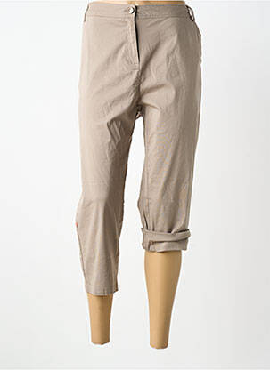 Pantalon 7/8 fermeture zippée sous rabat boutonné beige AGATHE & LOUISE femme