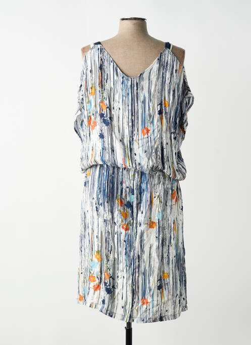 Robe mi-longue imprimé fantaisie manches courtes bleu ZELI femme