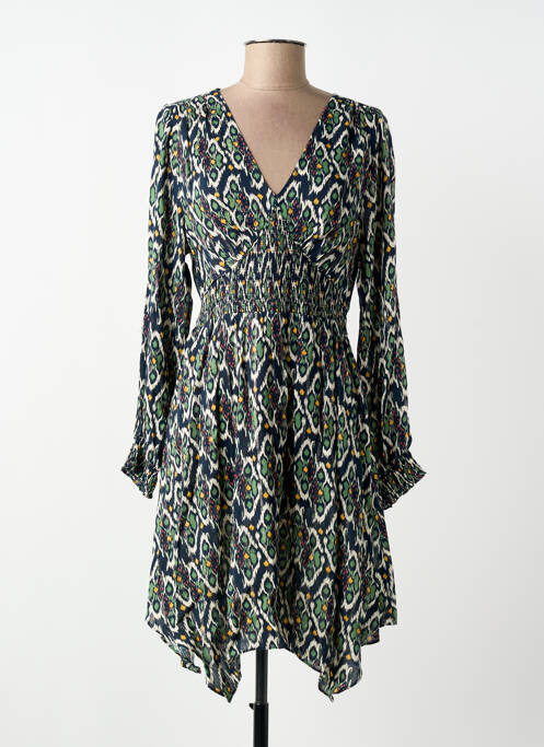 Robe mi-longue imprimé fantaisie manches longues noir LPB femme