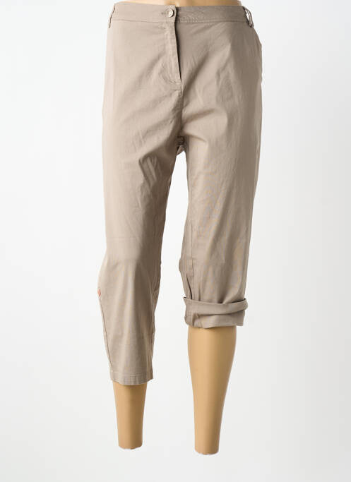 Pantalon 7/8 fermeture zippée sous rabat boutonné beige AGATHE & LOUISE femme