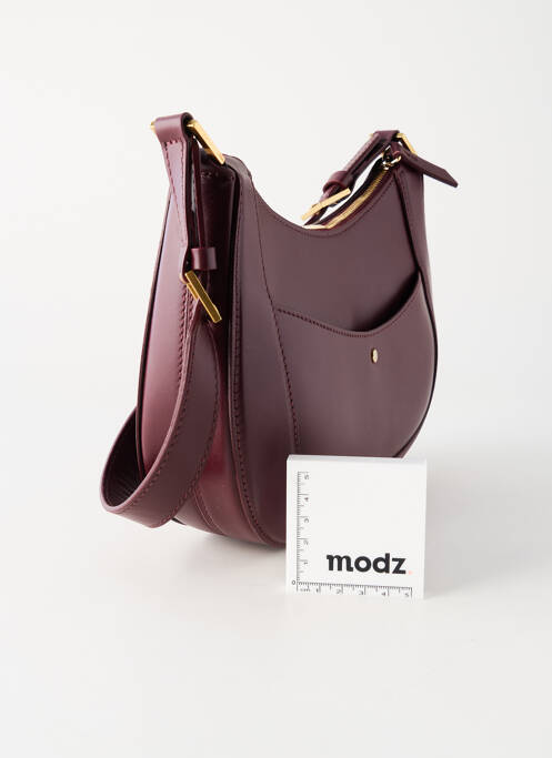 Sac cuir lisse forme rectangulaire violet LÉO ET VIOLETTE femme