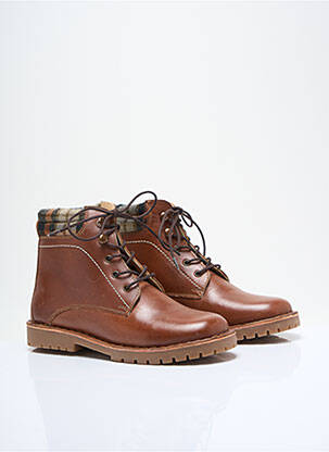 Bottines/boots tissage satiné talon bas marron CYRILLUS garçon