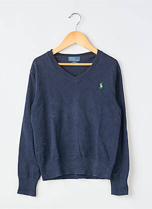 Pull broderie manches longues bleu RALPH LAUREN garçon