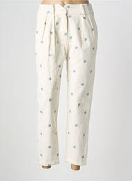 Pantalon 7/8 fermeture zippée sous rabat boutonné blanc CHICOSOLEIL femme