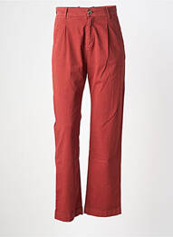 Pantalon droit fermeture zippée sous rabat boutonné marron LEON & HARPER femme