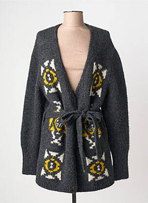 Gilet manches longues coupe cintrée gris LEON & HARPER femme