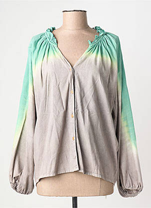 Chemisier imprimé fantaisie manches longues vert DROLATIC femme