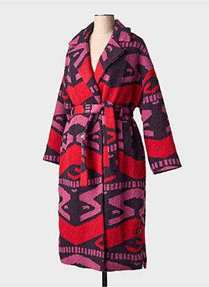 Manteau long coupe cintrée sans capuche rouge SURKANA femme