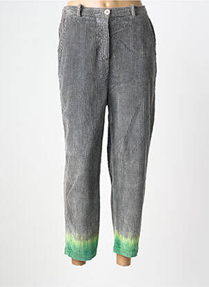 Pantalon 7/8 fermeture zippée sous rabat boutonné gris DROLATIC femme