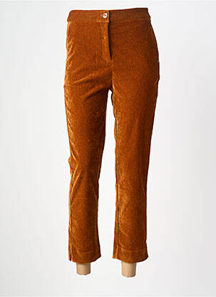 Pantalon 7/8 fermeture zippée sous rabat boutonné marron SURKANA femme