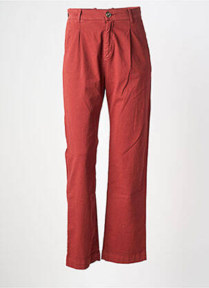 Pantalon droit fermeture zippée sous rabat boutonné marron LEON & HARPER femme