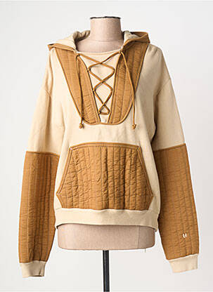 Sweat-shirt à capuche poches manches longues marron LEON & HARPER femme