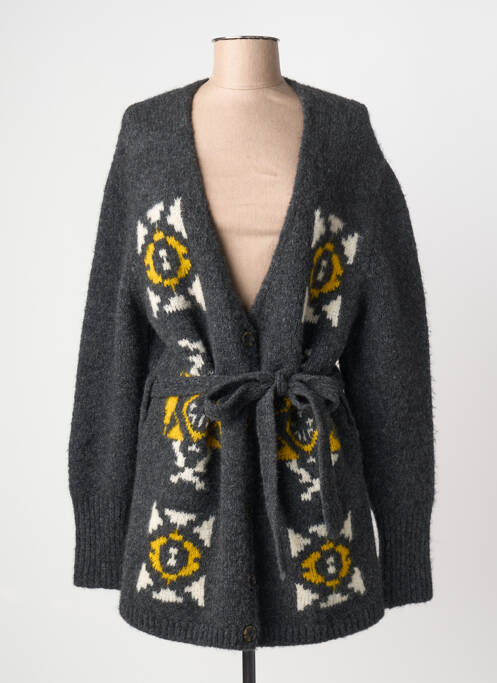 Gilet manches longues coupe cintrée gris LEON & HARPER femme