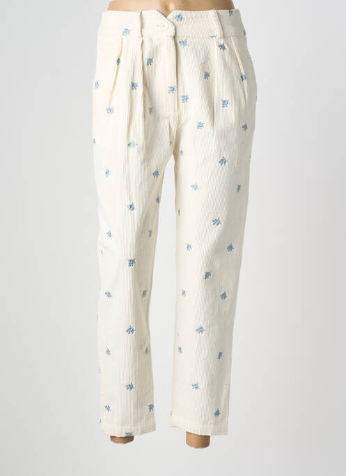 Pantalon 7/8 fermeture zippée sous rabat boutonné blanc CHICOSOLEIL femme