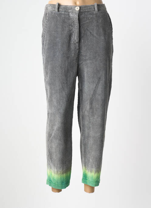 Pantalon 7/8 fermeture zippée sous rabat boutonné gris DROLATIC femme