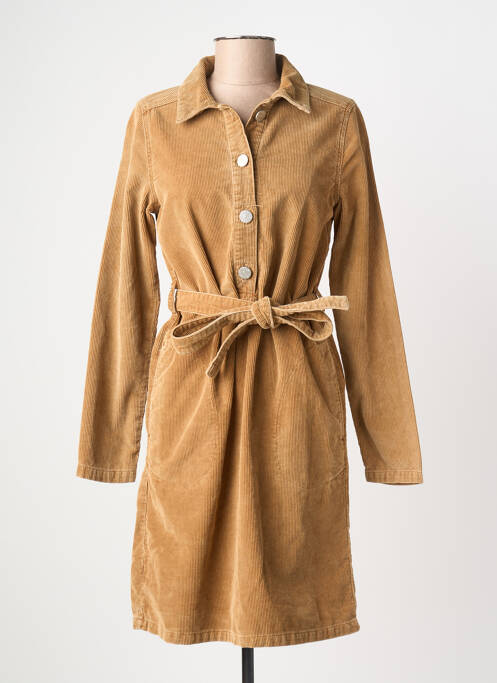 Robe mi-longue manches longues manches longues beige LEON & HARPER femme