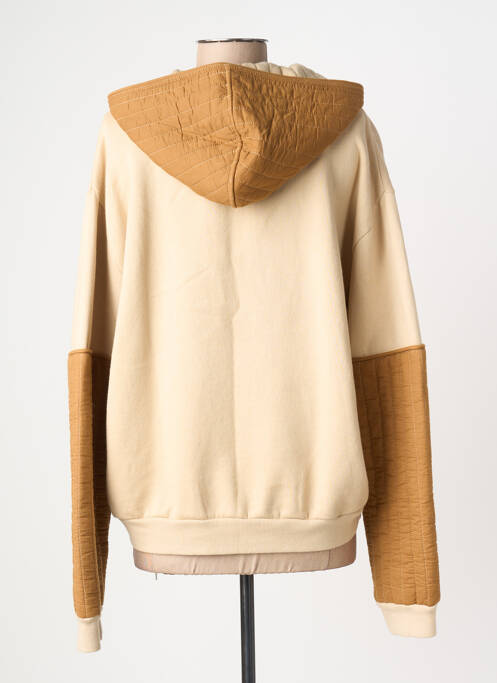 Sweat-shirt à capuche poches manches longues marron LEON & HARPER femme