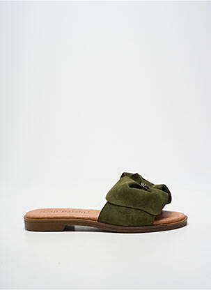 Mules/sabots chiquet talon plat jusqu'à 3cm vert CAP' BASSIN femme