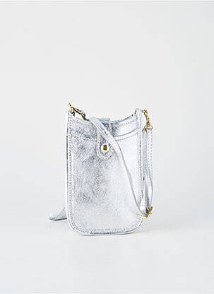 Sac bandoulière forme rectangulaire argent GENUINE femme