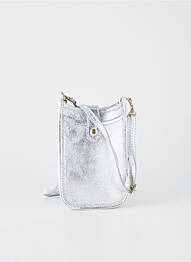 Sac fermeture rabat clipsé forme rectangulaire argent GENUINE femme