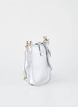 Sac bandoulière forme rectangulaire argent GENUINE femme