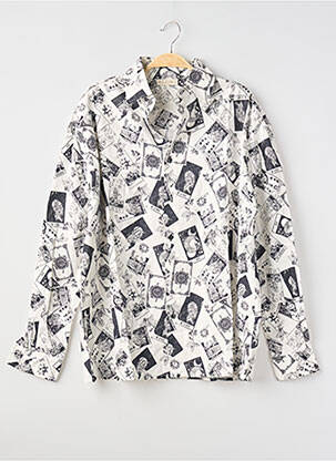 Chemisier imprimé fantaisie manches longues blanc REZINE femme
