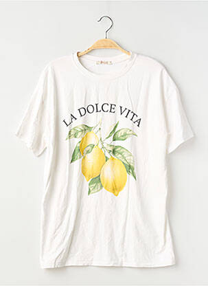 T-shirt sérigraphie floquée manches courtes blanc CIAO MILANO femme