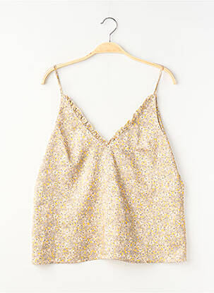 Top imprimé fantaisie sans manche jaune MODETROTTER femme