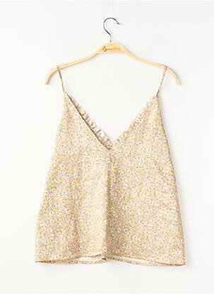 Top imprimé fantaisie sans manche jaune MODETROTTER femme