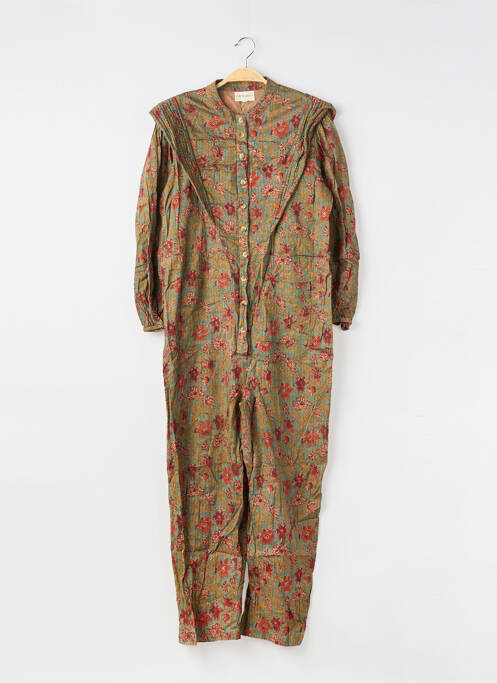 Combi-pantalon fermeture boutonnée sur le devant manches longues vert CHERUBINA femme