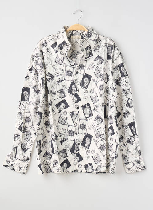 Chemisier imprimé fantaisie manches longues blanc REZINE femme