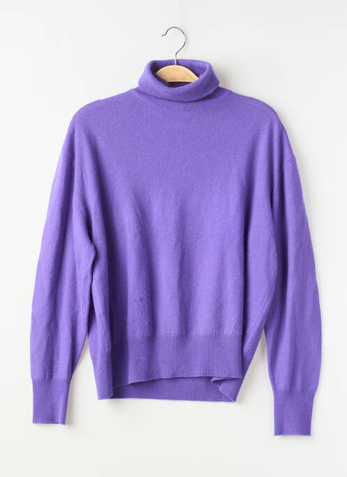 Pull col roulé coupe cintrée manches longues violet ZARA femme