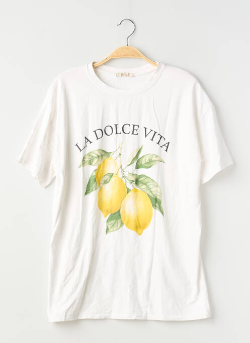 T-shirt sérigraphie floquée manches courtes blanc CIAO MILANO femme