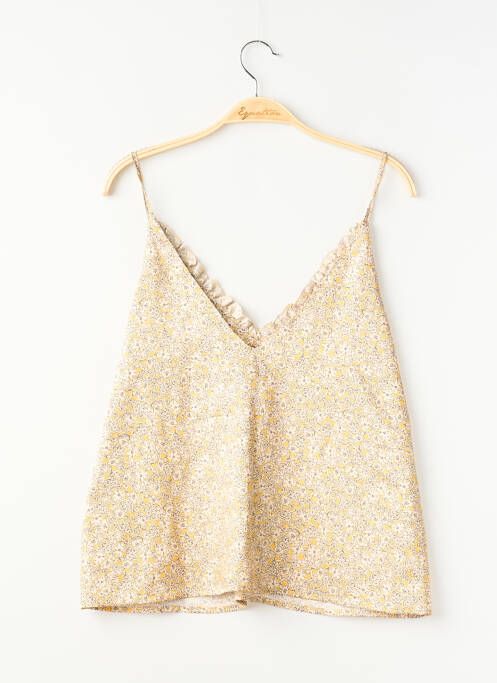 Top imprimé fantaisie sans manche jaune MODETROTTER femme
