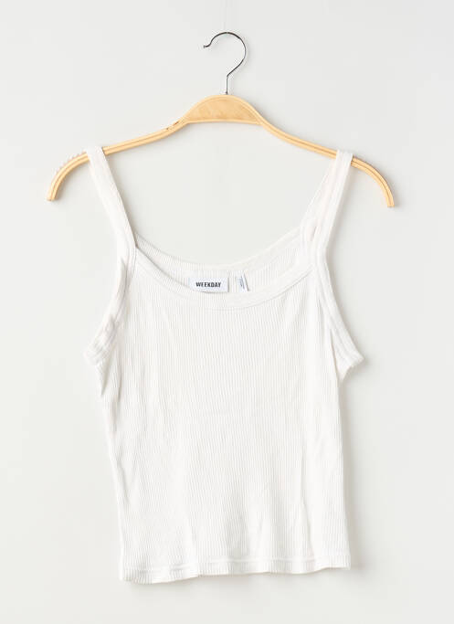 Top coupe cintrée sans manche blanc WEEKDAY femme