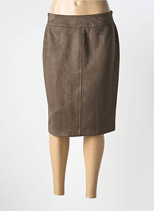 Jupe mi-longue stretch marron GEVANA femme