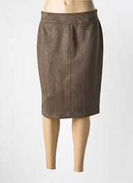 Jupe mi-longue stretch marron GEVANA femme