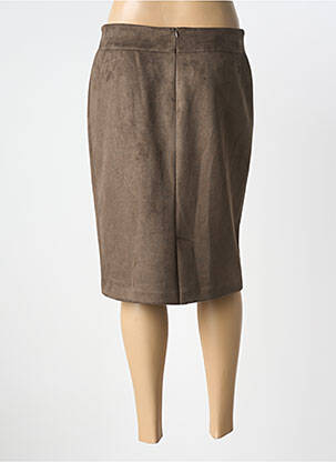 Jupe mi-longue stretch marron GEVANA femme