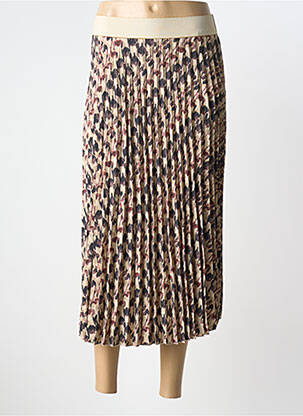 Jupe longue imprimé fantaisie beige ELEONORA AMADEI femme