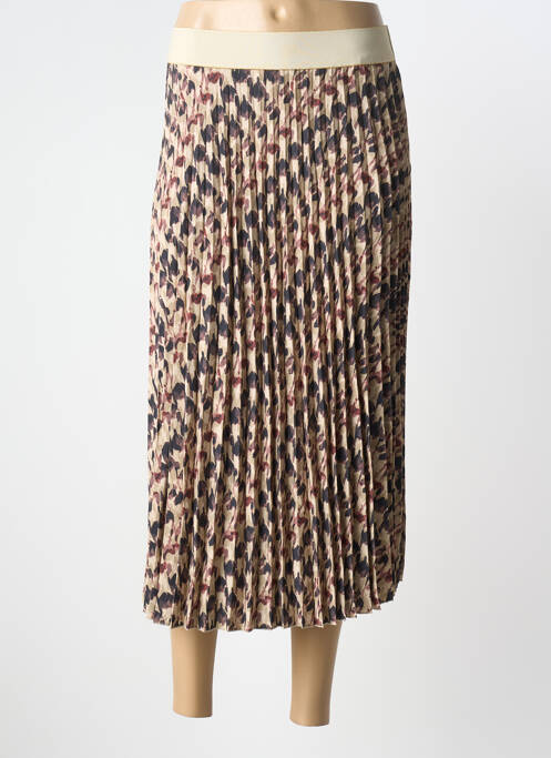 Jupe longue imprimé fantaisie beige ELEONORA AMADEI femme