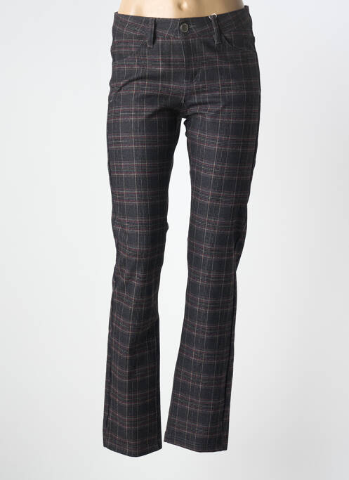 Pantalon droit fermeture zippée sous rabat boutonné taille normale gris GEVANA femme