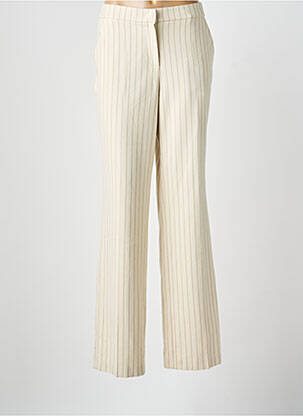 Pantalon droit tissage crêpe taille haute beige TONI femme
