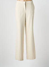 Pantalon droit tissage crêpe taille haute beige TONI femme