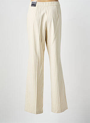 Pantalon droit tissage crêpe taille haute beige TONI femme