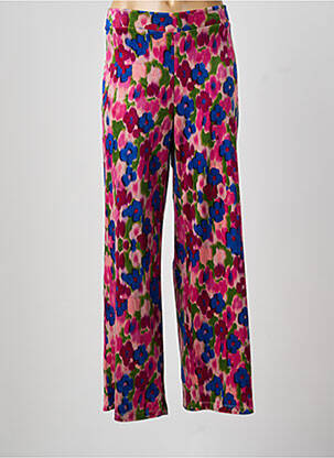 Pantalon droit stretch taille normale rose LEO & UGO femme